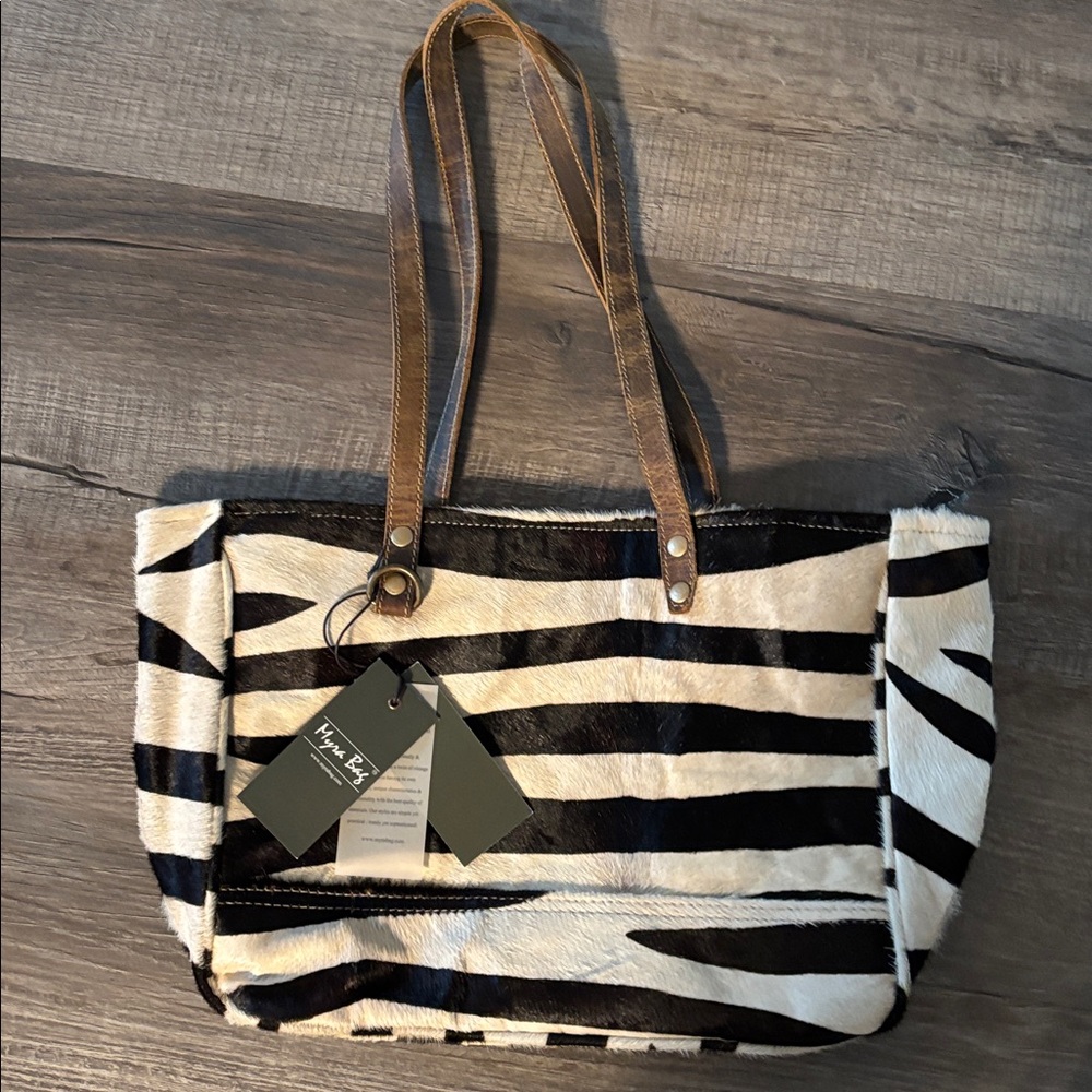 NWT Myra Bag Tote Black and White Zebra Print
